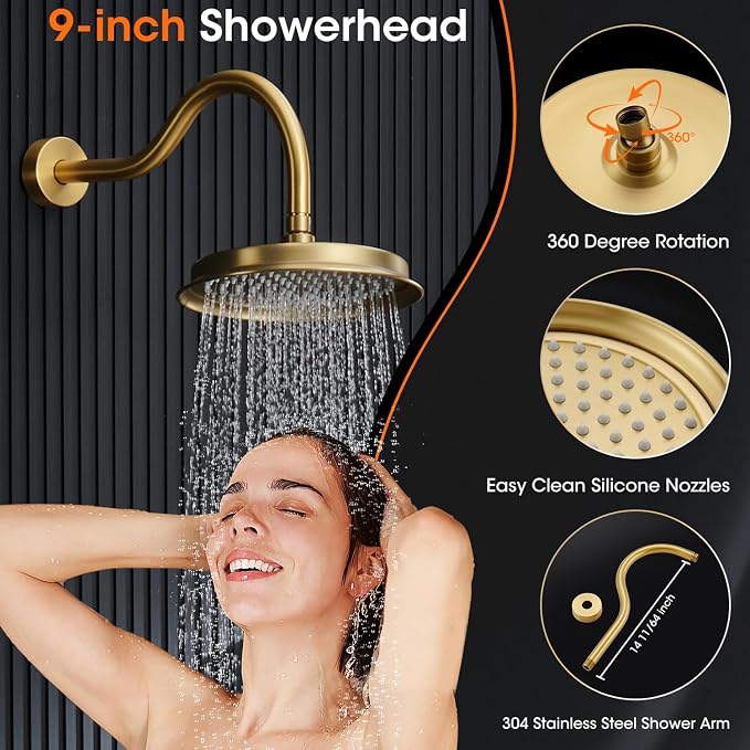 Antique Rainfall Shower System Bathroom Luxury Rain Mixer Shower Faucet Set - Image 6