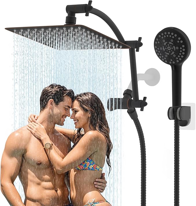 Hibbent All Metal Shower Head, 10 Sprays, Showerhead Holder, Oil Rubbed Bronze by Hibbent