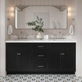 ARIEL 73" Black Double Bathroom Vanity, 1.5" Inch Thick Edge Pure White Quartz by Ariel