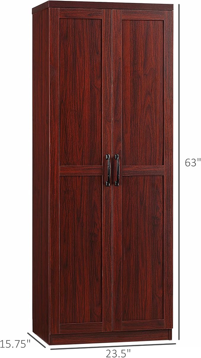 HOMCOM 63" 2-Door Kitchen Pantry, Freestanding Storage Cabinet - Image 3