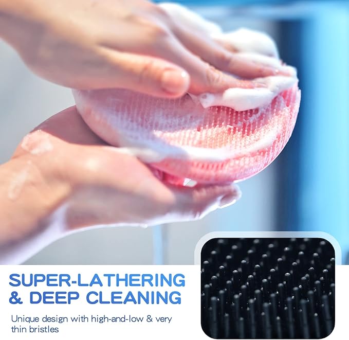 Manmihealth 4 Pack Soft Silicone Shower Brush, Super-Lathering and - Image 3