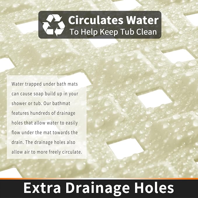 Yimobra Non Slip Bath Mat, Super Strong Suction Cups, 34.5"x15.5"Long Tub Mat - Image 3