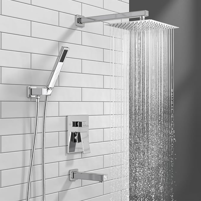 Lava Odoro Modern 3-Setting Square Shower and Tub Faucet Set - Image 2