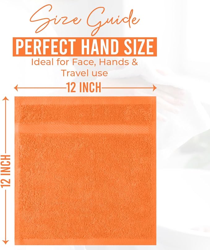 DAN RIVER 12-Pack Premium 100% Cotton Orange Face Towels – Reusable Face Towel - Image 2