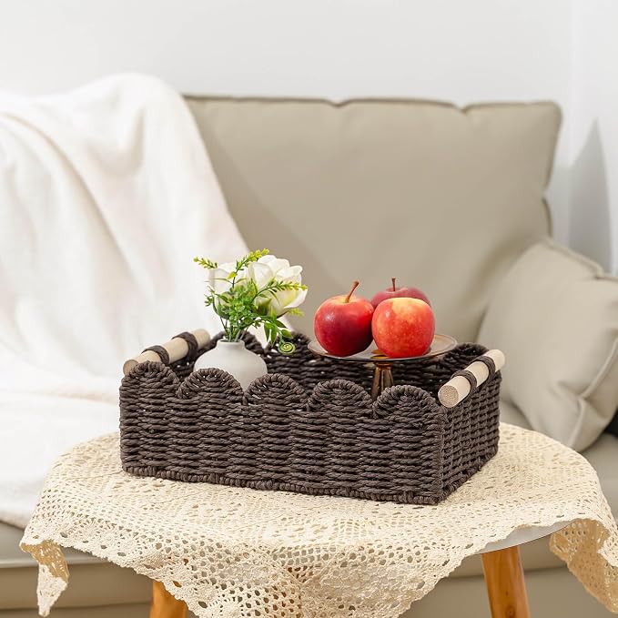 CubesLand Paper Rope Scalloped Edge Shelves Baskets Set 2, Idea - Image 6