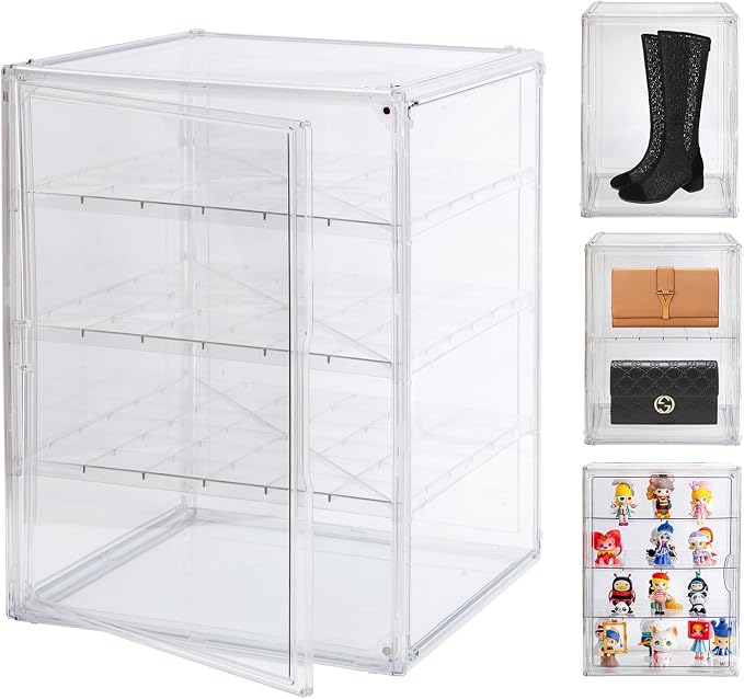 3X-Large 4 Tiers 17.7"X13"X13" Acrylic Display Case by BOHOIDEE-CreativeDisplay