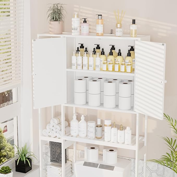 Bamboo Over The Toilet Storage, Above Toilet Organizer Storage Shelf, Tall - Image 3