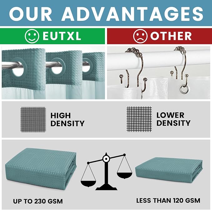 Teal No Hook Shower Curtain - Image 2