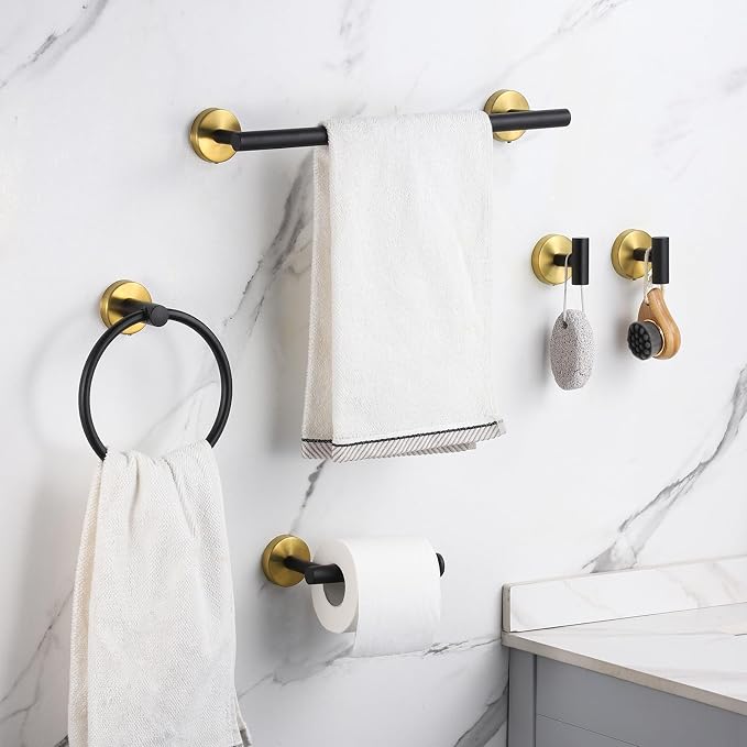 Bathroom Hardware Set 24 Inch, Toilet Paper Holders, Towel Rings, Robe Towel - Image 2