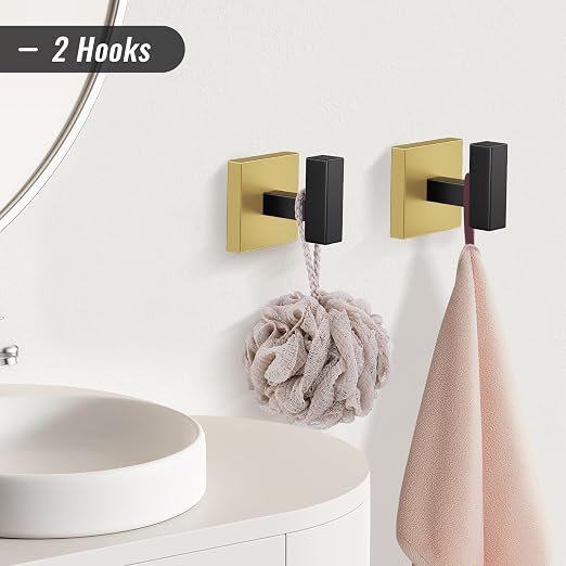 YACVCL Towel Bar Set, 5-Piece Black and Gold Bathroom Hardware Set, SUS304 - Image 5