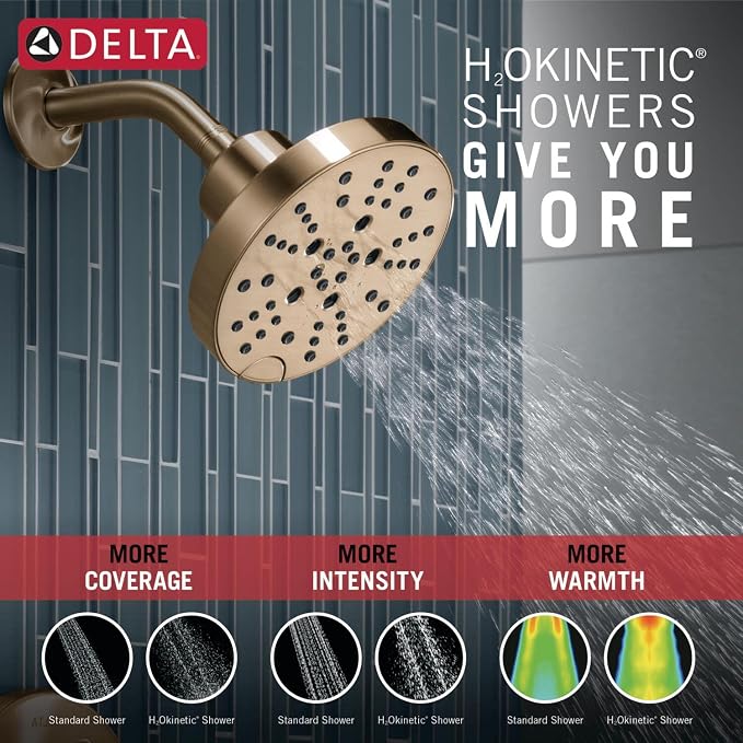 Delta Nicoli 14 Series H2Okinetic Bathtub and Shower Faucet Set, Brushed Gold - Image 6