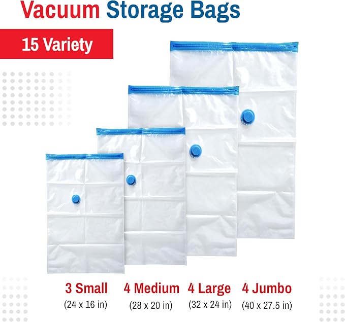 15-Pack Variety Vacuum Storage Bags - Image 3