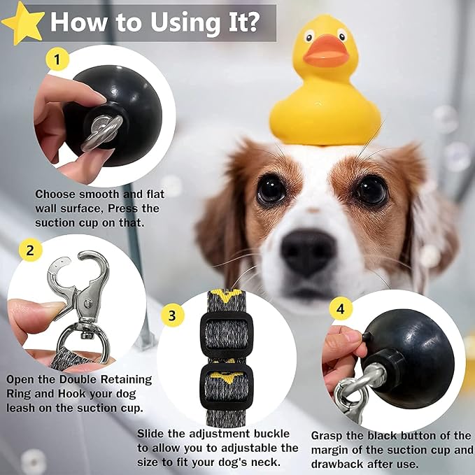 Dog Bathing Tether with Heavy Suction Cup, Dog Grooming Tub Restraint Leash - Image 4