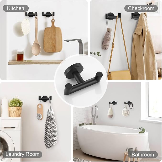 TNOMS 5 Pieces Towel Bar Set Matte Black Bathroom Hardware Accessories Set - Image 5