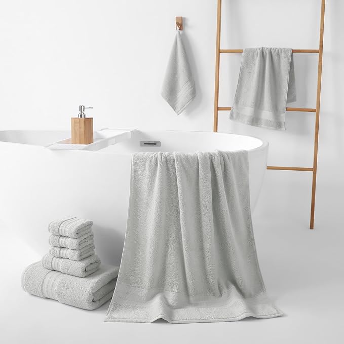 REDKISS Grey Towel Set of 8-100% Cotton Luxury Bath Towels Set - Image 7