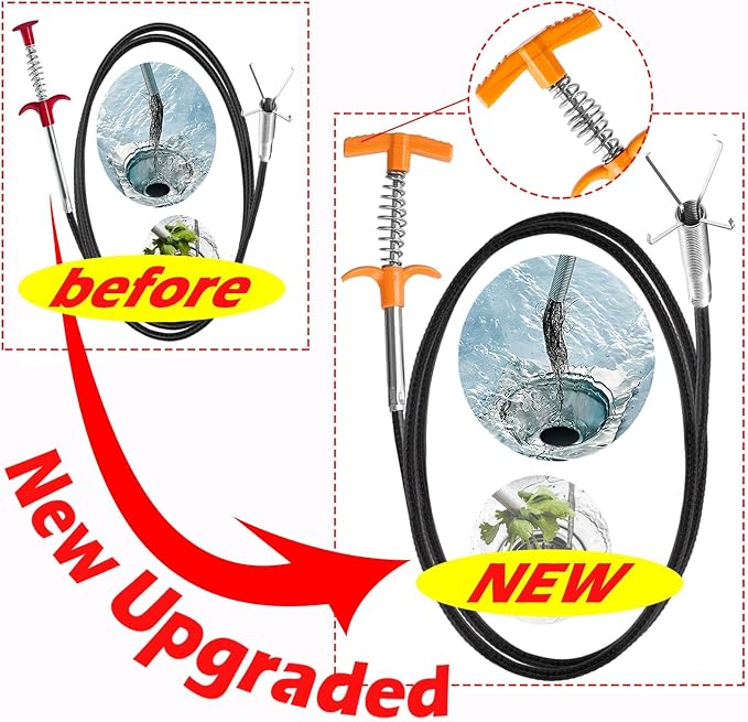 63 In Drain Snake Hair Drain Clog Remover Tool, Sink Drain Cleaner - Image 3