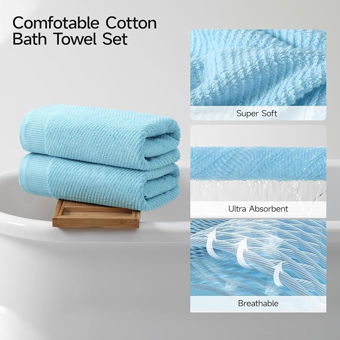 REDKISS Luxury Bath Towel Set of 8, 100% Cotton Bathroom Towels Set - Image 5