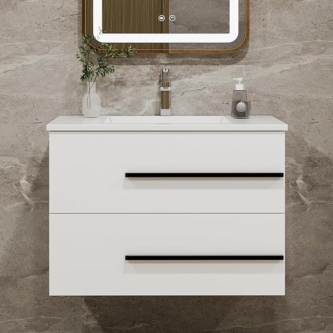 30 Inch Bathroom Vanity Sink Cabinet, Modern Wall Mounted Floating Bathroom - Image 4