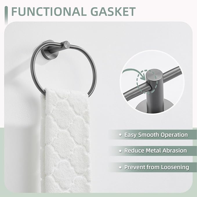 Angle Simple Swivel Towel Ring for Bathroom, SUS304 Stainless Steel Oval Hand - Image 4
