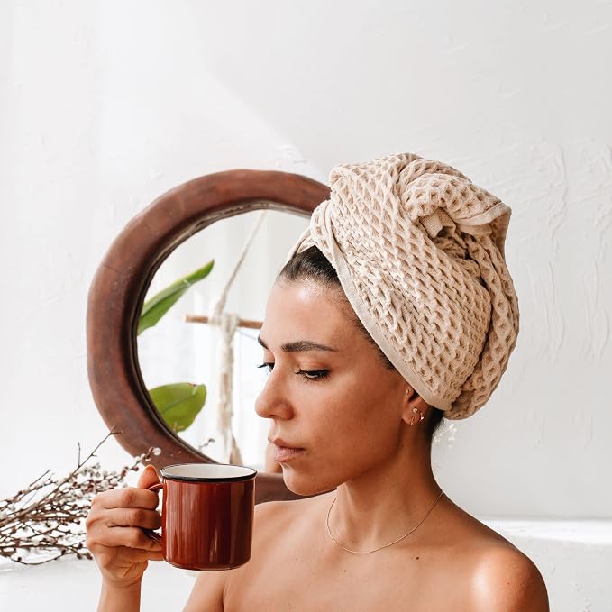 sea me at home Waffle Bath Towel 100% Turkish Cotton - Image 2