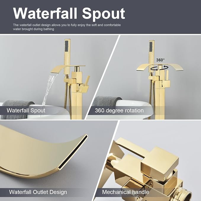 Senlesen Bathroom Tub Filler Faucet Floor Mounted Bathtub Shower Faucet - Image 4
