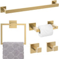 TNOMS 5-Piece Towel Bar Set Brushed Gold Bathroom Hardware Accessories Set by TNOMS