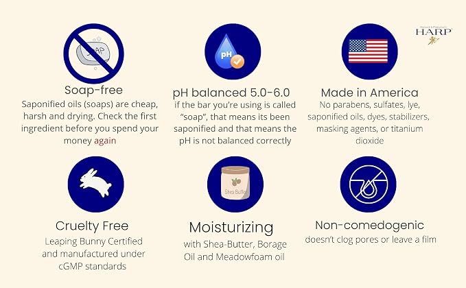 HARP pH-Balanced Body Wash Bar. 100% Syndet. Protects Moisture Barrier - Image 8