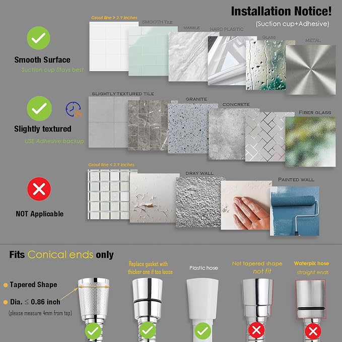 Suction Cup Hand held Shower Head Holder- 4 Angles Adjustable -Reusable - Image 7