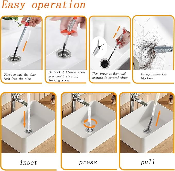 36inch Drain Snake Hair Clog Remover-Drain Auger Hair Catcher & Cleaning - Image 8