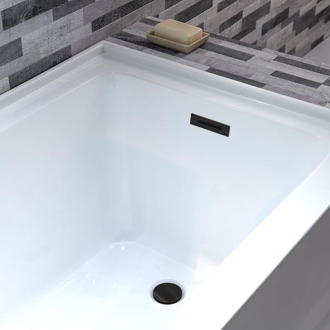 WOODBRIDGE 54" Acrylic Rectangular Alcove Soaking Bathtub in White - Image 8