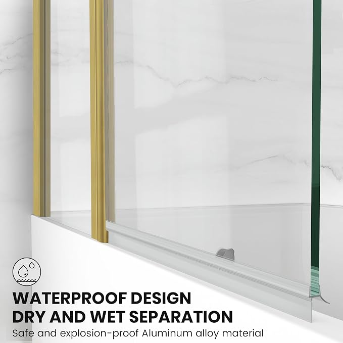 Bathroom Shower Glass Door, Tub Shower Glass Door 43”*58” Screen Panel Tempered - Image 8