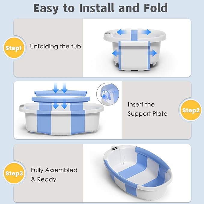 Collapsible Baby Bathtub for Newborn to Toddler 0-36 Months, Spacious Foldable - Image 7