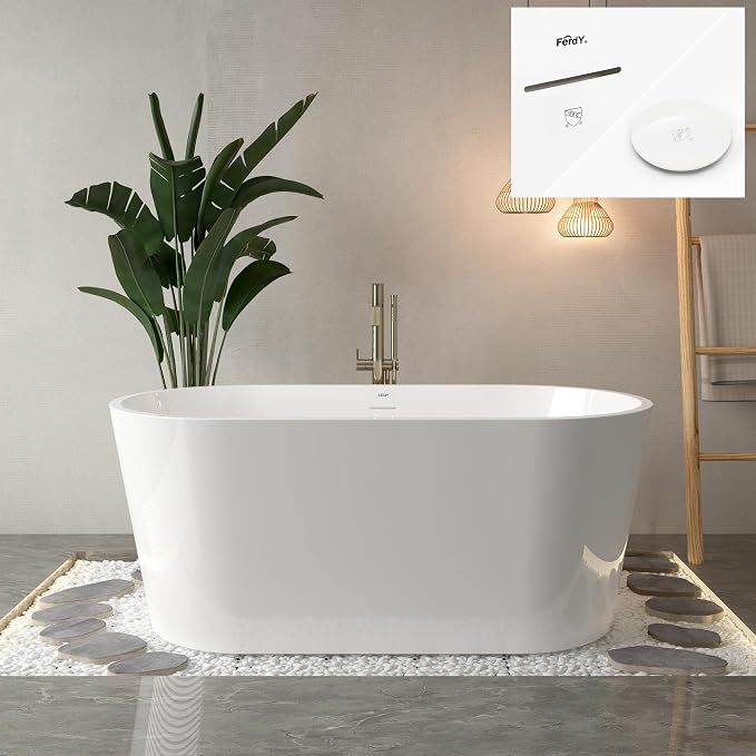 FerdY Shangri-La 55" Acrylic Freestanding Bathtub, Ergonomic Lightweight by FerdY