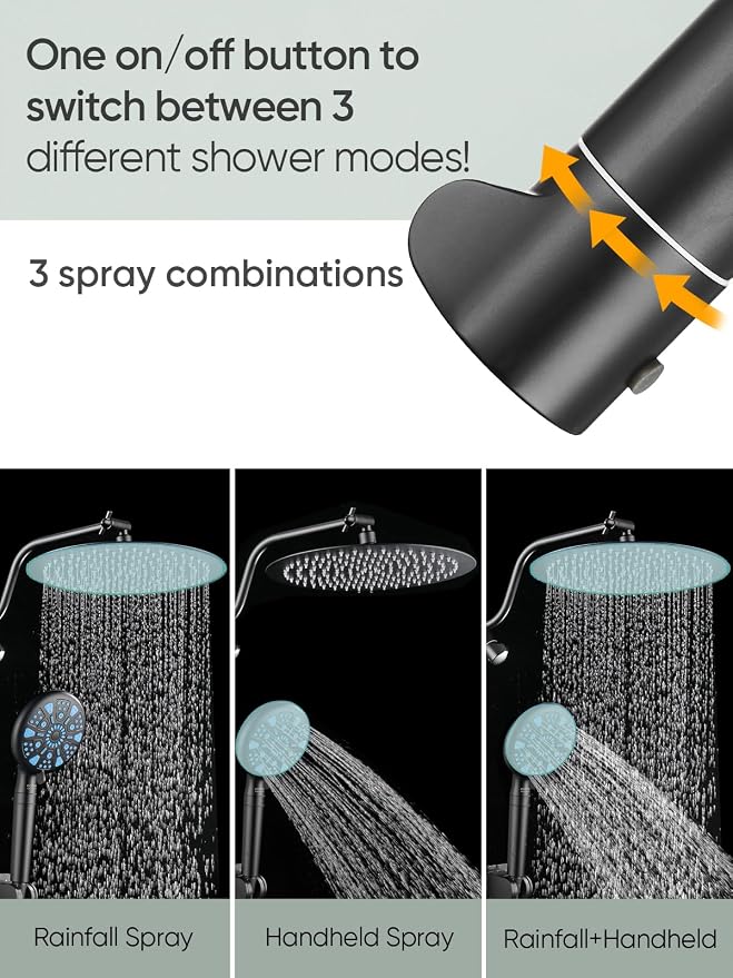 Cobbe 12 Inch All Metal Rain Shower Head, Dual Shower Heads - Image 6