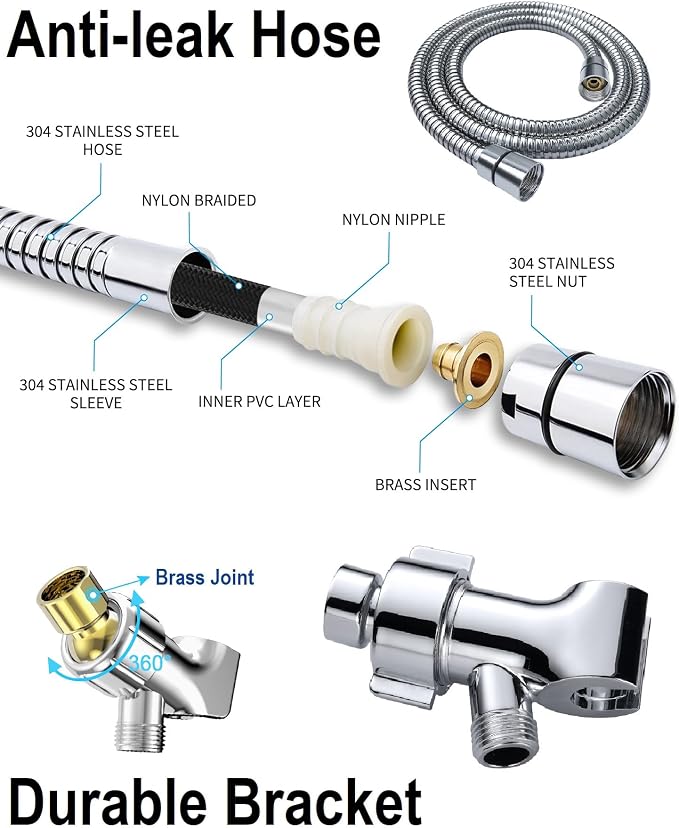 Shower Head With Handheld 7 Settings High Pressure, Built-in Power Wash to - Image 6