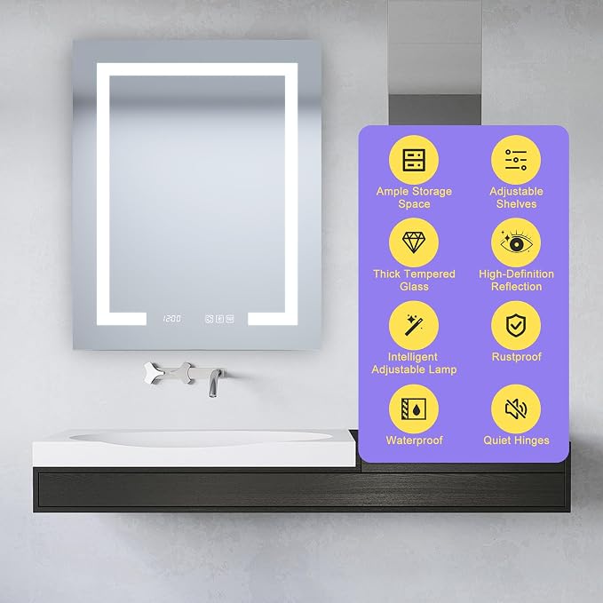 24" x 30" LED Lighted Medicine Cabinet - Image 3