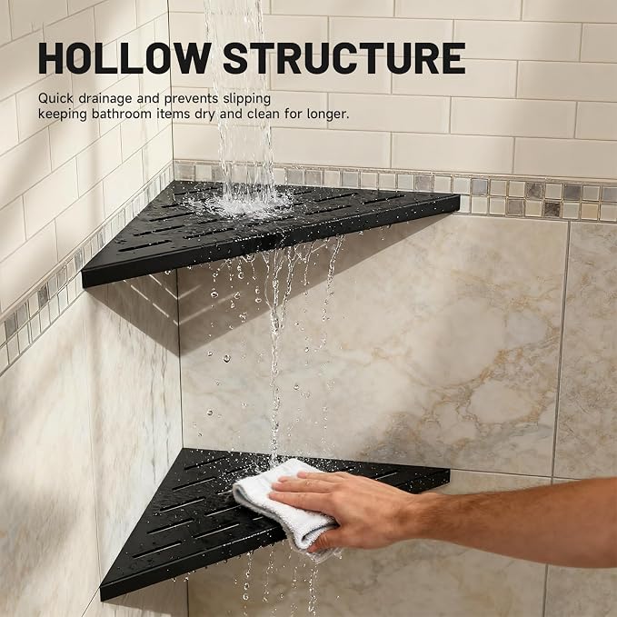 Corner Shower Shelves 10" Matte Black, 2 Pack 304 Stainless Steel Shower Corner - Image 8