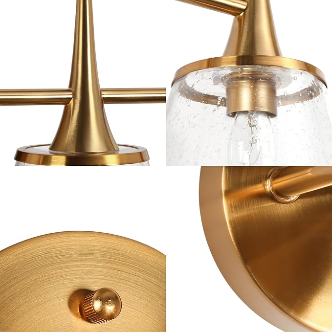 KSANA Gold Bathroom Light Fixtures, 22.5'' Modern Plating Brass Vanity Lights - Image 5