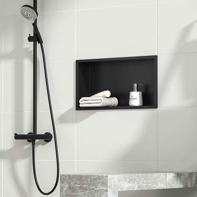 Stainless Steel Shower Niche 24" X 12" Matte Black No Tile Needed Niche Shower - Image 2