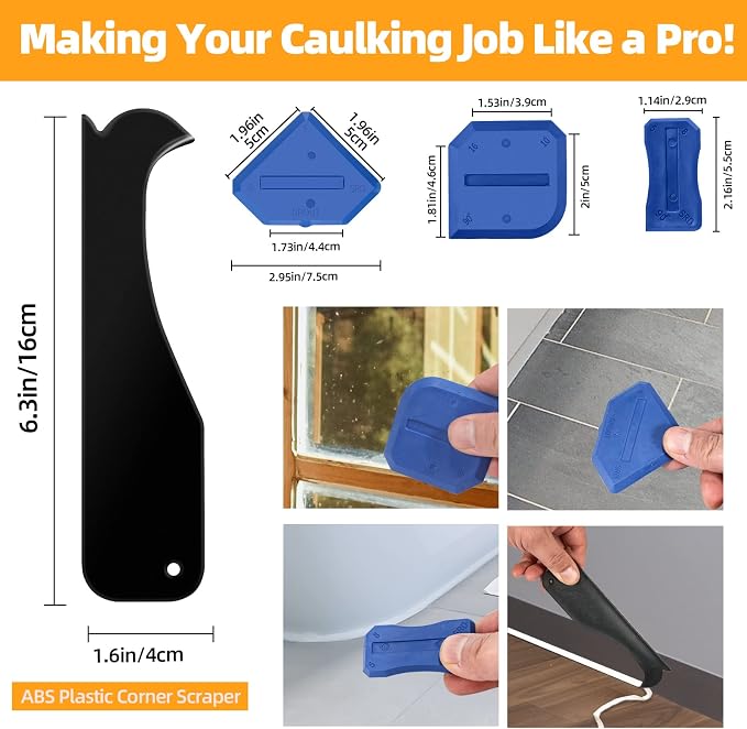 Caulk Removal Tool Kit Caulking Spatula Stainless Steel Head Grout Remover - Image 4