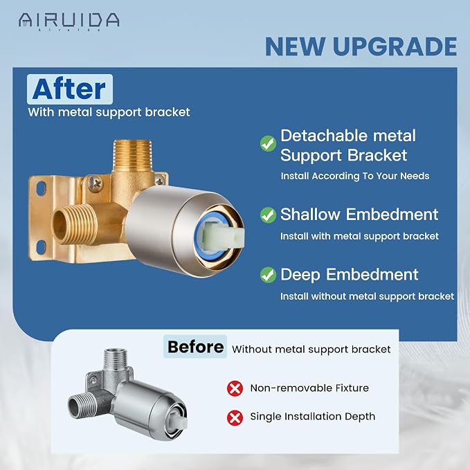 Airuida Shower Faucet Set and Handle Set Single Function Shower Trim Kit - Image 5