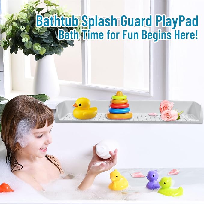 Splash Guard for Bathtub Kids, Longer Silicone Bathtub Splash Guard - Image 7