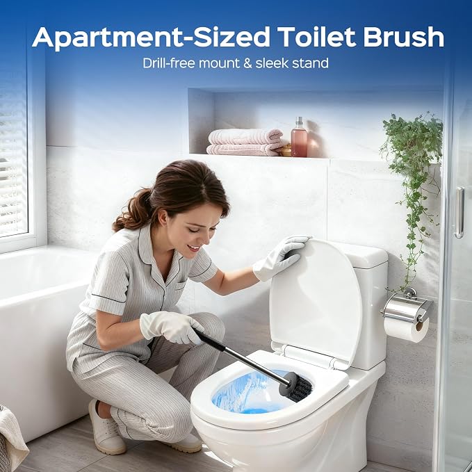HAMITOR Toilet Bowl Brush Set: Stainless Steel Rustproof Bathroom Cleaning - Image 7