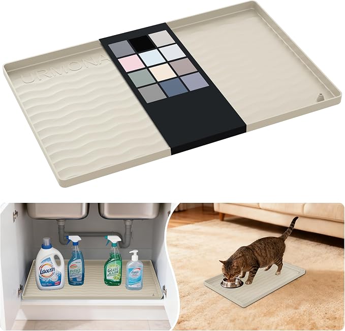 URMONA Waterproof Silicone Under Sink Mat 16'' x 10'' Shelf Liner by URMONA
