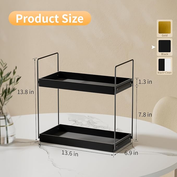 NPPLUS Bathroom Countertop Organizer, 2 Tier Metal Vanity Counter Skincare Shelf - Image 2
