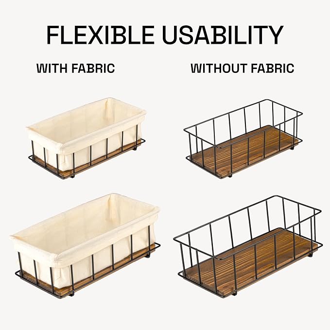 BAOBAB WORKSHOP Set of 2 Wooden Bathroom Baskets Organizer & Storage - Image 5