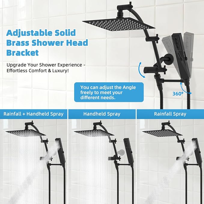 Hibbent All Metal CUPC Certified 8'' Rainfall Shower Head, Dual Shower Head - Image 7