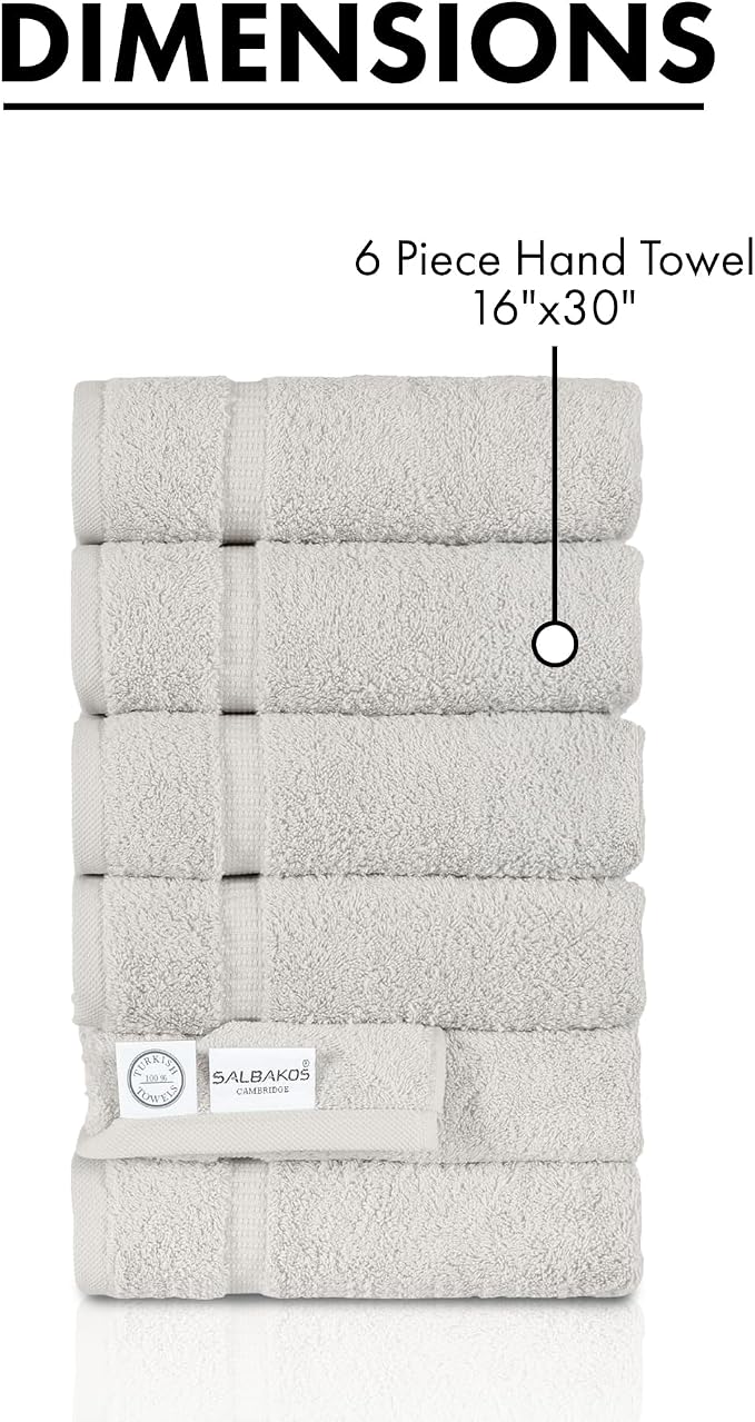 SALBAKOS 100% Turkish Cotton Hand Towel Set of 6 16x30 inch | Heirloom Quality - Image 7