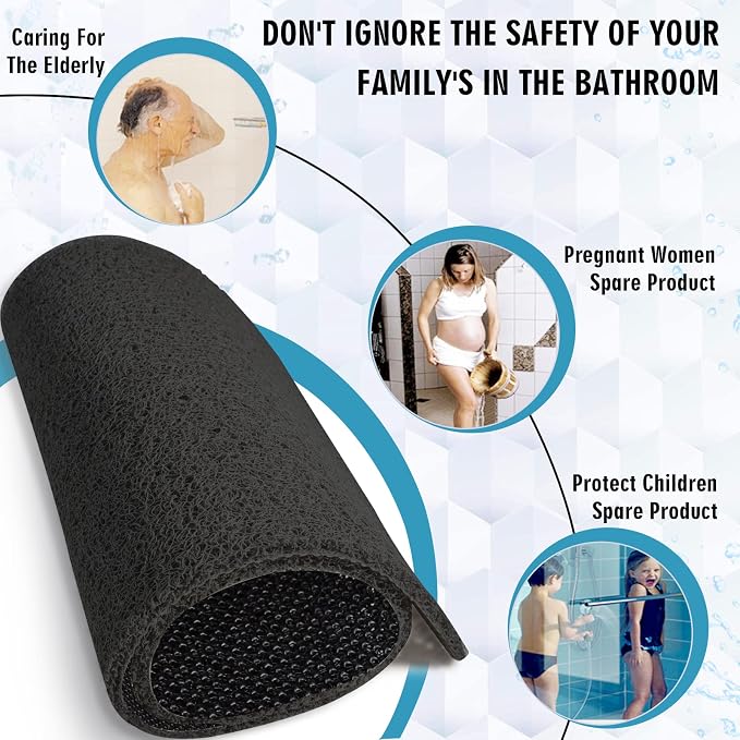 godehone Shower Mats Non Slip Without Suction Cups, PVC Loofah Bathroom Mats - Image 3