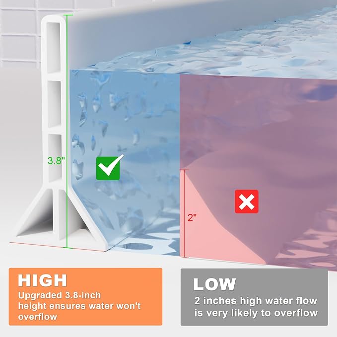 3.8'' High Shower Threshold Water Dam Collapsible 70IN Shower Water Splash Guard - Image 3